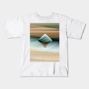 floating dıamond shape on futuristic landscape background Kids T-Shirt